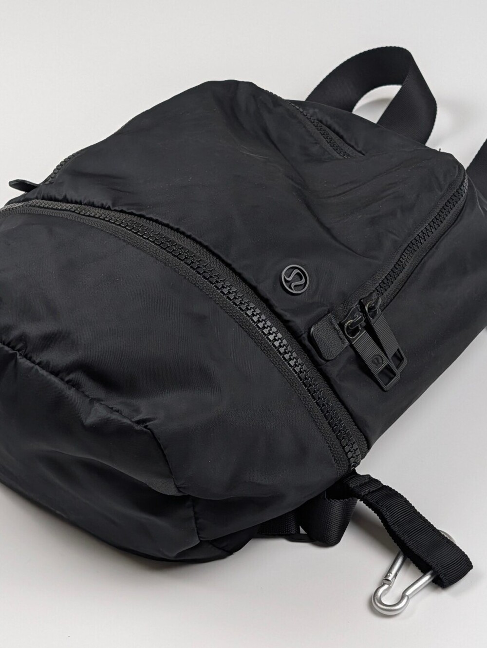 Lululemon Mini Backpack Black Nylon Athleisure Clean Fit Quiet Luxury Daypack - Picture 3 of 10